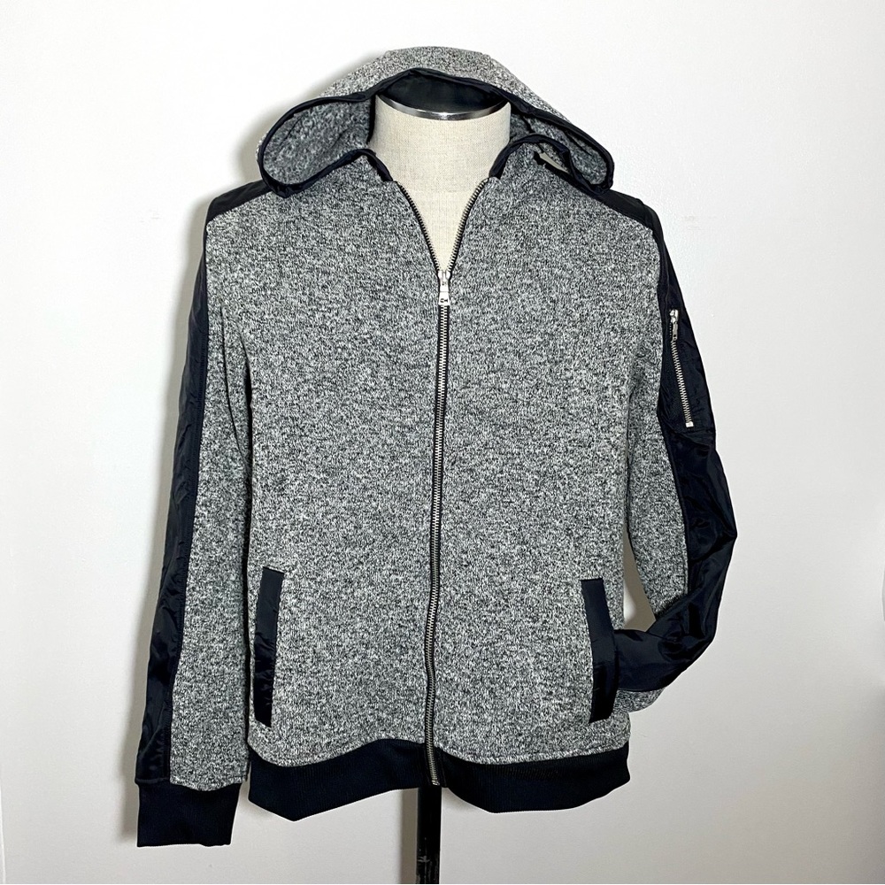 INC. Womens Full Zip Hoodie Small Grey black